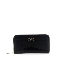 cartera efecto piel con patchwork y logo black
