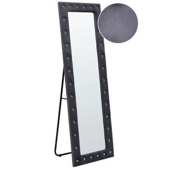 Espejo De Pie De Terciopelo Gris Oscuro 50 X 150 Cm Soporte Vidrio Ansouis