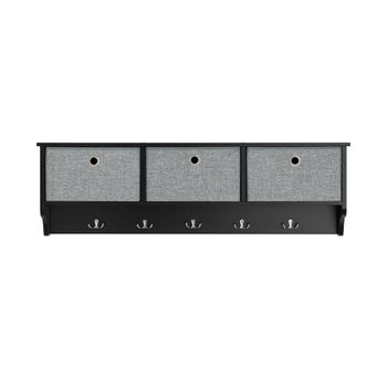 Perchero de pared con 5 ganchos y 3 cajones mdf negro