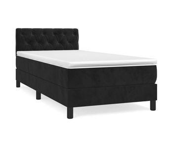 Cama box spring con colchón terciopelo negro 80x200 cm diseño de botones