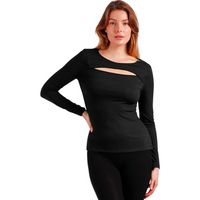 admas camiseta manga larga camiseta de manga larga agujero rib para mujer
