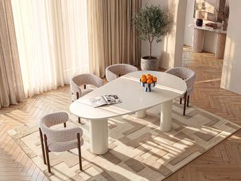 Mesa de comedor efecto madera beige