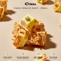 interruptores lineales akko creamy yellow u1 45g8g lubricados de fabrica suaves de 5 pines intercambiables en caliente accesorios para teclado mecanico