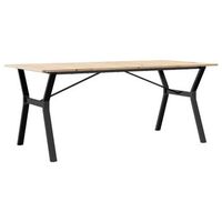 mesa de comedor  mesa de cena marco y madera maciza pino y hierro 180x90x75cm