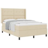 cama tipo box spring con cojin manual crema 200 x 140 cm tela vidaxl