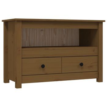 Mueble Tv | Mueble De Salón | Armario Tv Madera Maciza De Pino Marrón Miel 79x35x52 Cm
