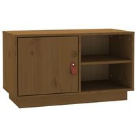 mueble tv  mueble de salon  armario tv madera maciza de pino marron miel 70x34x40 cm