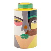 jarron de ceramica multicolor con tapa cm o 19x33