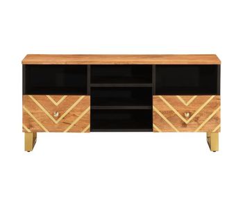 Mueble de tv madera maciza mango marrón y negro 100x33,5x46 cm