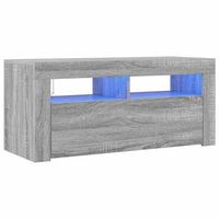mueble tv - mesa de tv con luces led gris sonoma 90x35x40 cm