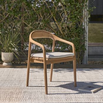 Sillón De Jardín De Teca Maciza Con Cojín Crudo