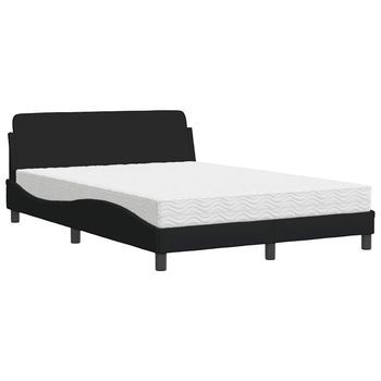 Cama Con Colchón Dover Tela Negro 140x190 Cm Vidaxl