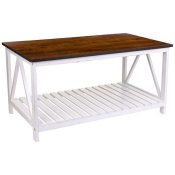 Mesa Centro De Madera Blanca 92x53x46