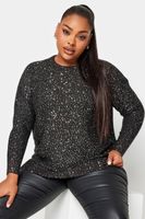 yours jersey con lentejuelas negras mujer curvy y tallas grandes yours