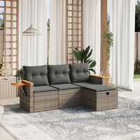 conjunto de sofas de jardin 4 uds  mueble jardin mesa y sillas y cojines ratan sintetico gris cfw684824