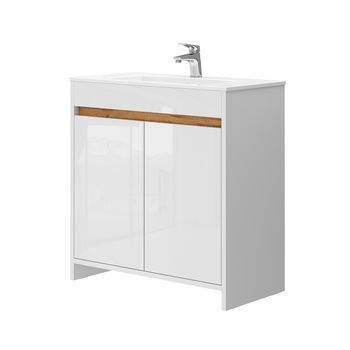 Conjunto De Muebles De Baño Lemgo 2 Partes, Armario Bajo 80 Cm Vicco