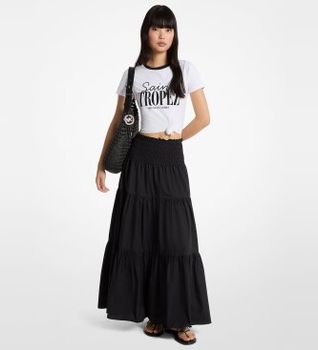 Michael Kors para mujer. MS673BFKLZ Falda maxi fruncida negro (XS), Casual, Algodón