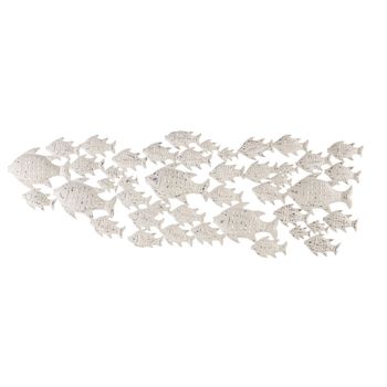 Decoración de pared con forma de pez de acero envejecido, 256 x 92 cm.