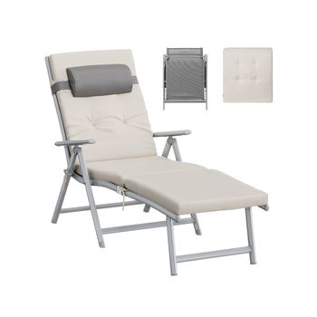 Tumbona Plegable Aluminio Inoxidable, Beige Arena