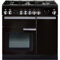 rangemaster professional 90 dual fuel range cooker - black  chrome black