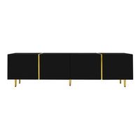mueble tv l 170 cm - con 4 puertas - mdf - negro