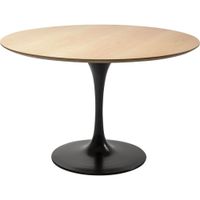 mesa de comedor para 6 personas redonda de roble y negra d120