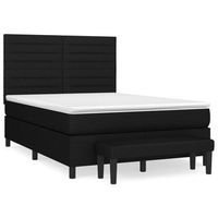 cama tapizada 193x144x128 cm tejido 100  poliester contrachapado y madera tratada - negro