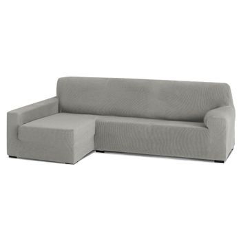 Funda Sofa Chaiselongue, Poliéster, Grisclaro, Brazo Largo Rústica Izq