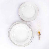 juego de platos de porcelana blanca 18 piezas bremen 6 platos llanos 6 platos hondos 6 platos de postre filo de oro