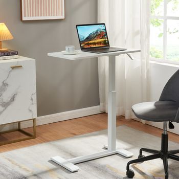 Mesa Para Ordenador Portátil Forma C Klirg 68x36x66-92 Cm Blanco [en.casa]