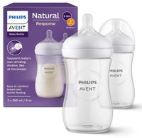 philips avent scy90302 biberon natural response tetina 3 flujo medio 2x260 ml