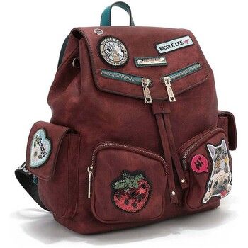 Nicole Lee Bolso MOCHILA CON MÚLTIPLES PARCHES (ROJO) para mujer