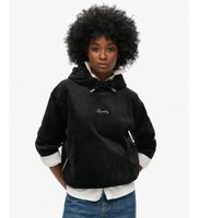 superdry para mujer w2012168a sudadera con capucha de velveton de corte holgado country club negro xs casual poliester