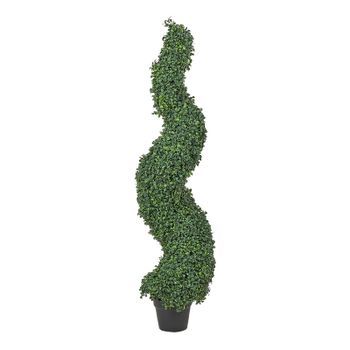 Planta Artificial En Maceta Uso Interior Exterior Decoración De Plástico Maceta Negra 120 Cm Boxwood Spiral Tree