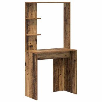 Escritorio | Mesa De Trabajo Con Estante Madera Envejecida 78,5 X 37 X 154,5 Cm