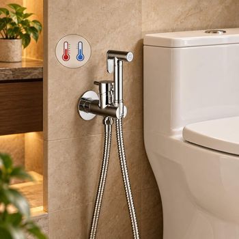 Kibath Grifo Wc Higiene Íntima 2 Aguas Cromo Brillo Fabricado En Latón