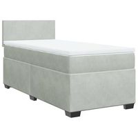 cama individual  cama de adulto  cama box spring con colchon terciopelo gris claro 100x200 cm