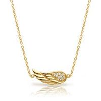 cadena colgante ala plata chapado oro circonita