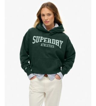 Superdry para mujer. W2012430A Sudadera Athletic Essentials Relaxed verde (S), Casual, Algodón