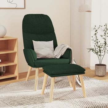 Vidaxl Sillón De Relax Con Reposapiés Tela Verde Oscuro