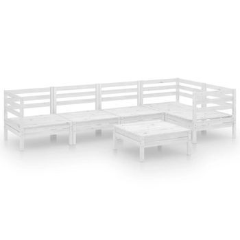 Conjunto De Muebles De Jardín 6 Uds | Mesa Y Sillas Madera Maciza Pino Blanco