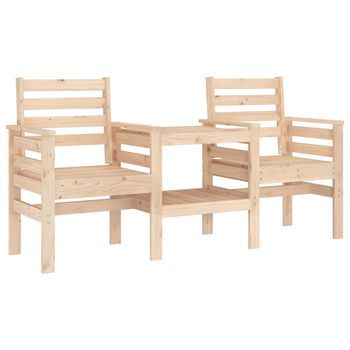 Banco De Jardín Con Mesa 2 Plazas | Banco De Exterior | Silla De Jardín Madera Maciza De Pino