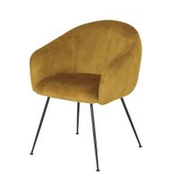 silla con reposabrazos de terciopelo ocre