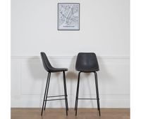 lote de 2 taburetes de bar vintage lucien color gris oscuro - altura del asiento 75cm