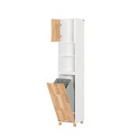 armario alto bano con 1 cesto 1 puerta y 2 estantes madera blanco