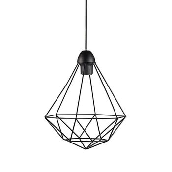 Lámpara de techo negro con pantalla abierta y forma geométrica