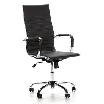 Sillón de oficina reclinable negro, piel sintética, altura ajustable