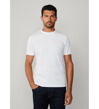 Hackett London para hombre. HM5000071 Camiseta Pima blanco (S), Casual, Algodón, Manga corta