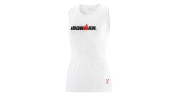 Camiseta de tirantes compressport mujer ironman dazzle blanca