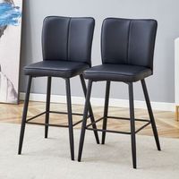 pack de 2 taburetes de bar negros 101 cm respaldo ergonomico